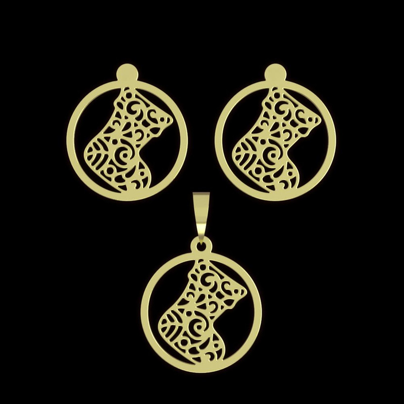 نیم ست طلا 18 عیار زنانه مدوپد مدل جوراب کریسمس کد NA11372