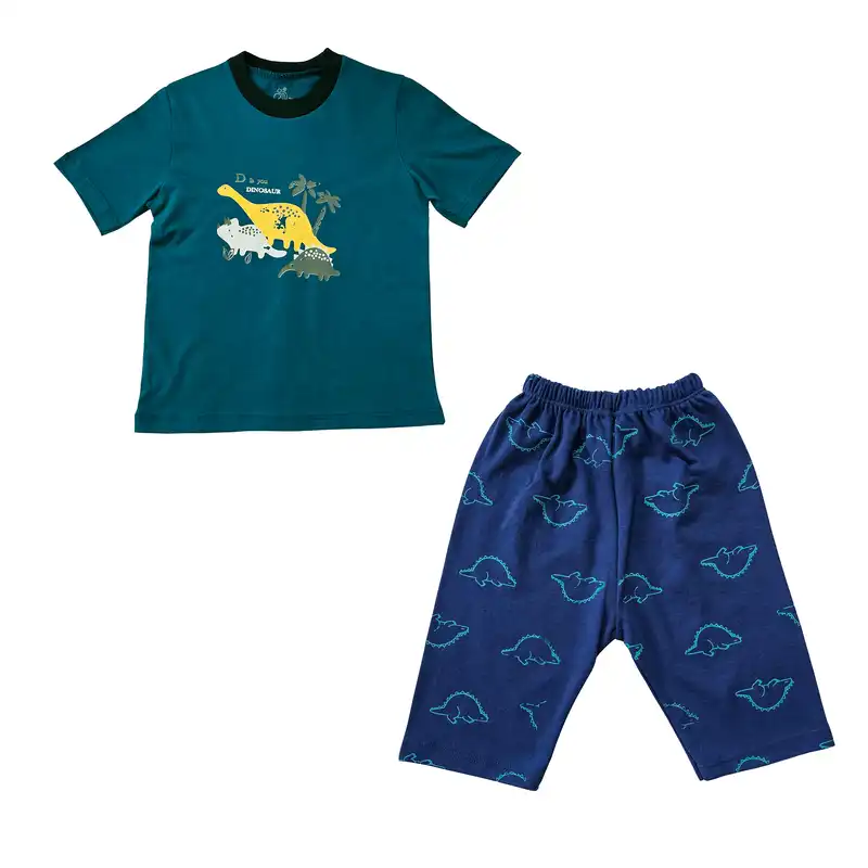 ست تی شرت آستین کوتاه و شلوارک بچگانه سپیدپوش مدل دانیاسور کد 140250