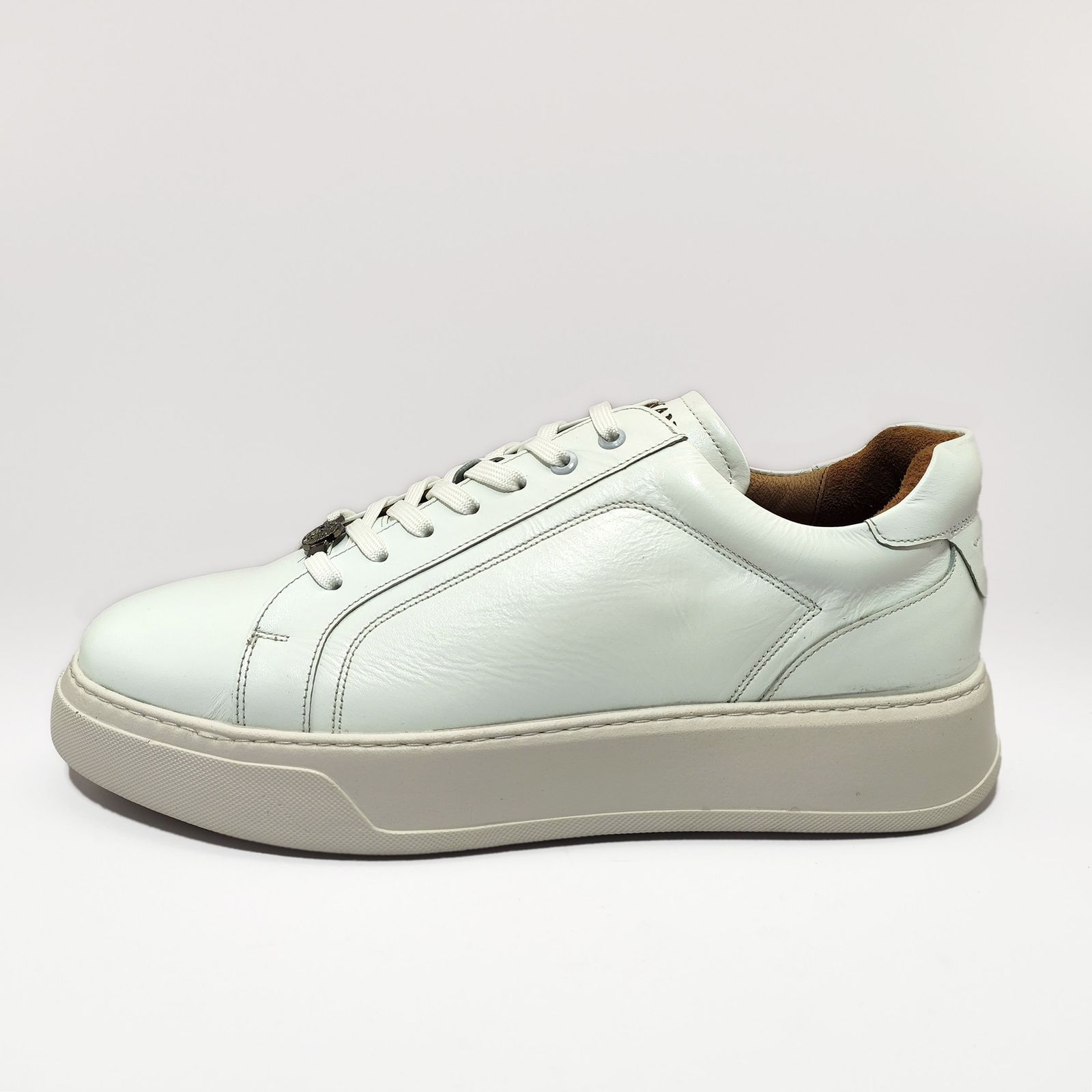 کفش روزمره مردانه کرمانی مدل چرم دستدوز طبیعی کد 42003 رنگ سفید