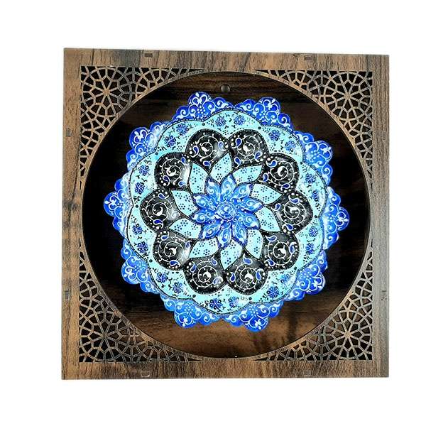 بشقاب میناکاری طرح آسمان فیروزه ای