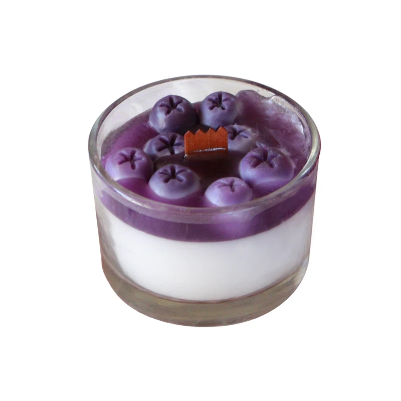 شمع دست‌ساز بدون‌بو مدل دسر بلوبری زمان اتمام 20 ساعت