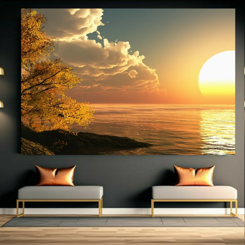 پوستر طرح دریا مدل غروب خورشید کد BK23979