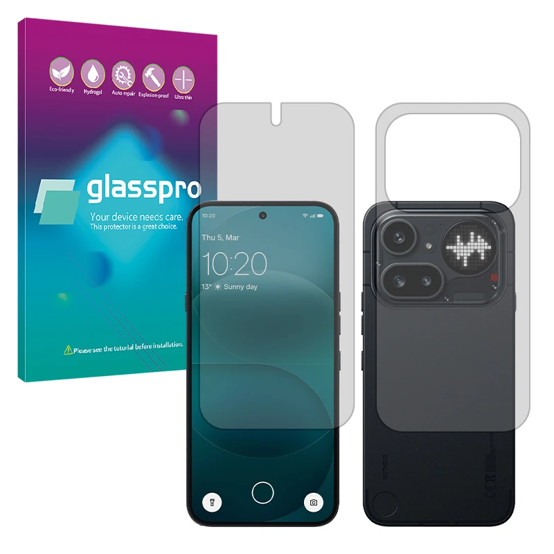 محافظ صفحه نمایش مات گلس پرو مدل هیدروژلی مناسب برای گوشی موبایل ناتینگ Phone 4a Pro به همراه محافظ پشت گوشی