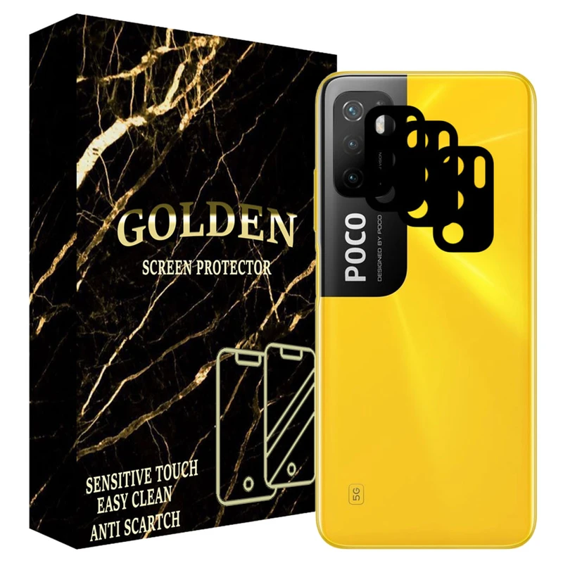 محافظ لنز دوربین گلدن مدل LGL03 مناسب برای گوشی موبایل شیائومی Poco M3 Pro بسته سه عددی