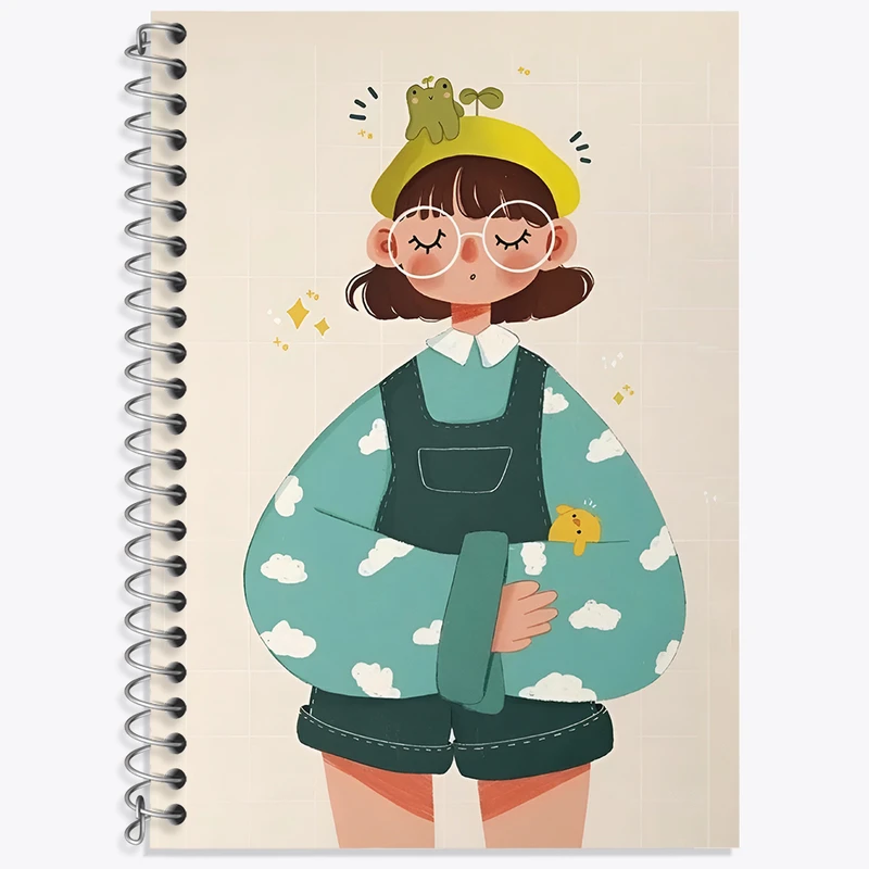 دفتر زبان 50 برگ خندالو مدل سه خط طرح دخترانه کیوت کد N3014