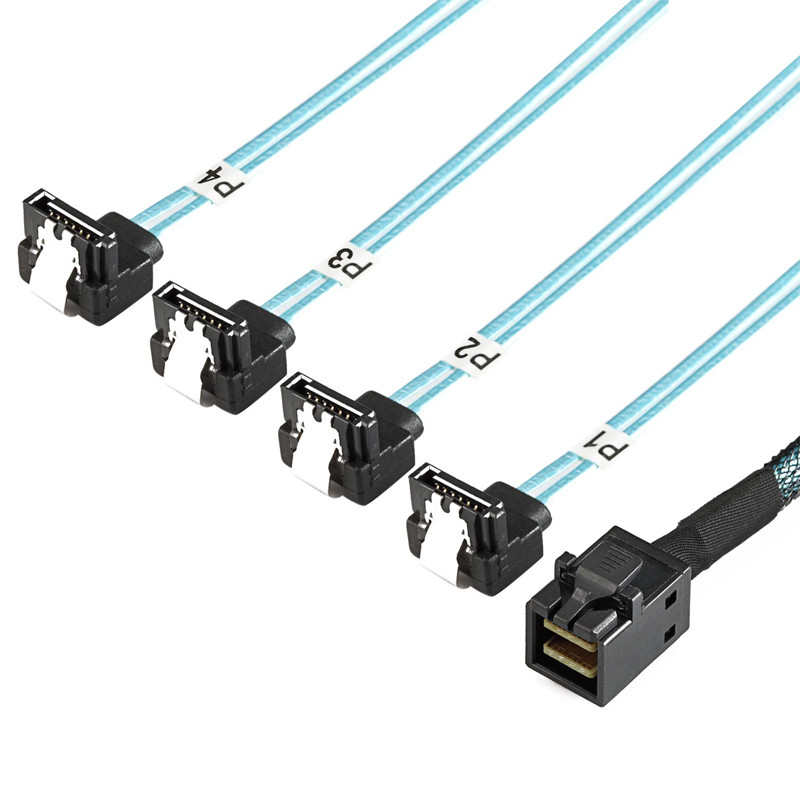 کابل تبدیل Mini SAS SFF-8643 به چهار SATA اسمارطور مدل 90 درجه کد SM115