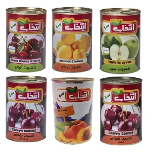 کمپوت آلبالو، سیب، هلو، گیلاس، گیلاس ممتاز، و زردآلو انتخاب- 420 گرم بسته 6 عددی