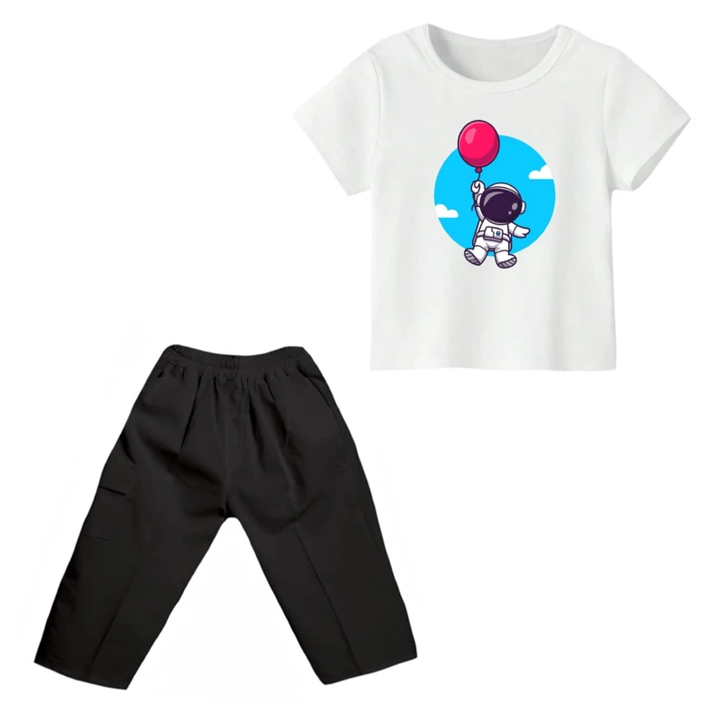 ست تی شرت و شلوارک پسرانه مدل فضانورد کد ۱۱