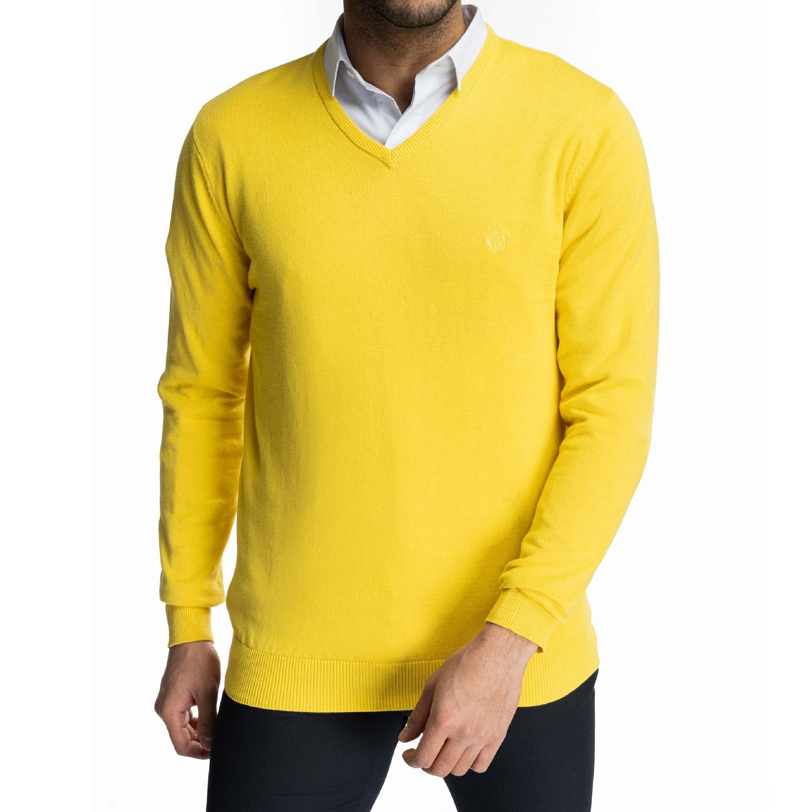 پلیور مردانه جوتی جینز مدل یقه هفت کد 122184 رنگ زرد -  - 1