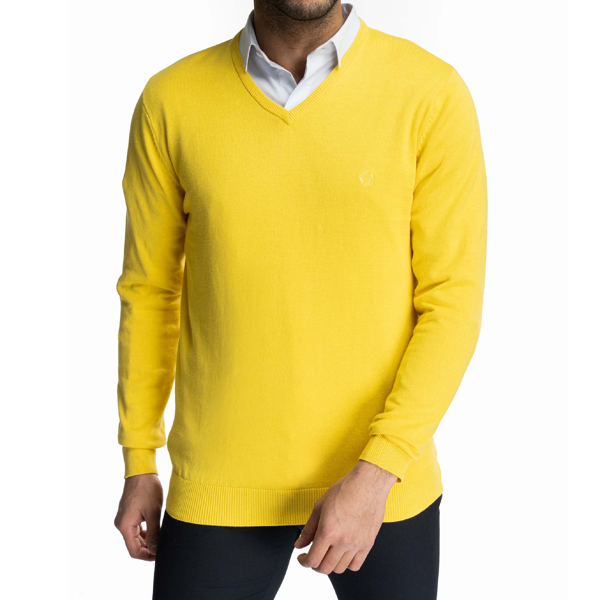 پلیور مردانه جوتی جینز مدل یقه هفت کد 122184 رنگ زرد -  - 1