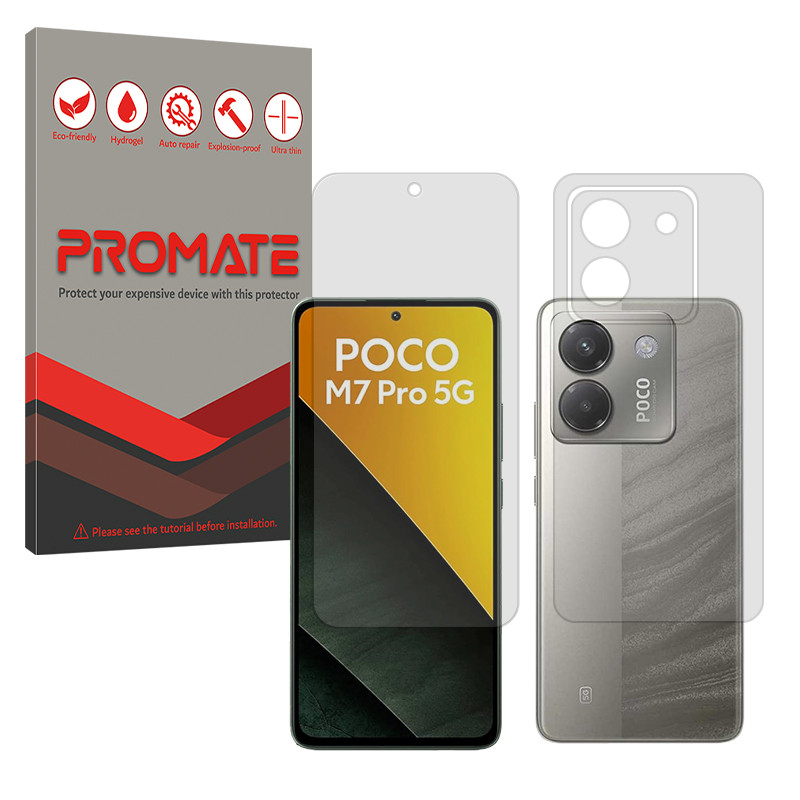 محافظ صفحه نمایش مات پرومیت مدل Resistant مناسب برای گوشی موبایل شیائومی Poco M7 Pro 5G به همراه محافظ پشت گوشی