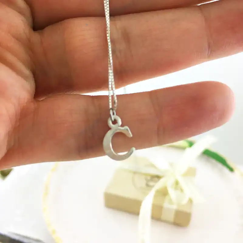 آویز گردنبند نقره طرح C مدل 15258