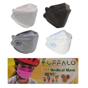 نقد و بررسی ماسک تنفسی کودک مدل 4 لایه 3 بعدی بوفالو الوان بسته 25 عددی توسط خریداران