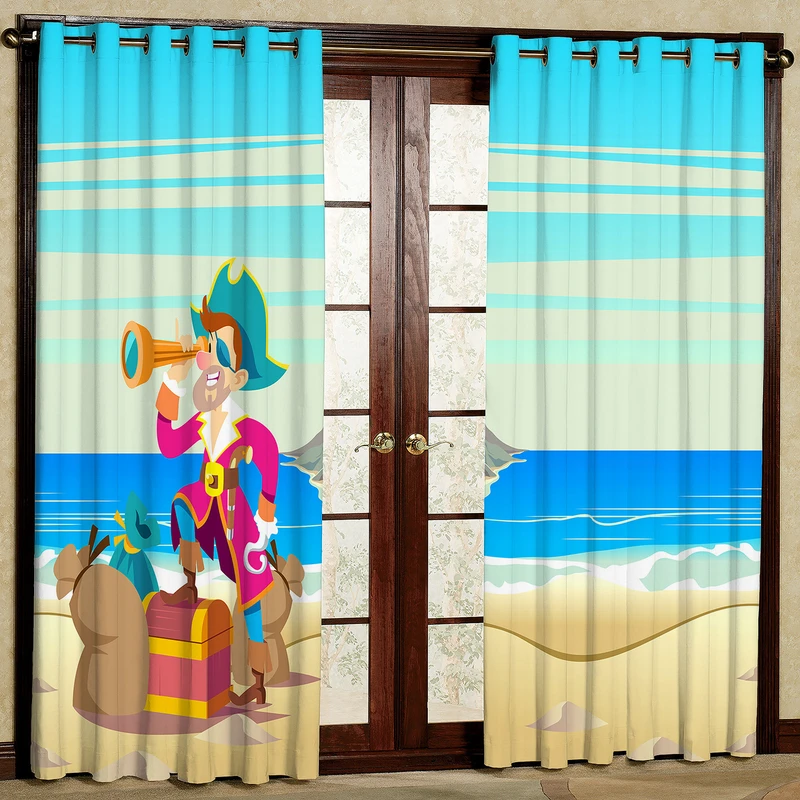 پرده مدل دزدان دریایی مخمل پانچی کد 4647 سایز 200x140 سانتی متر