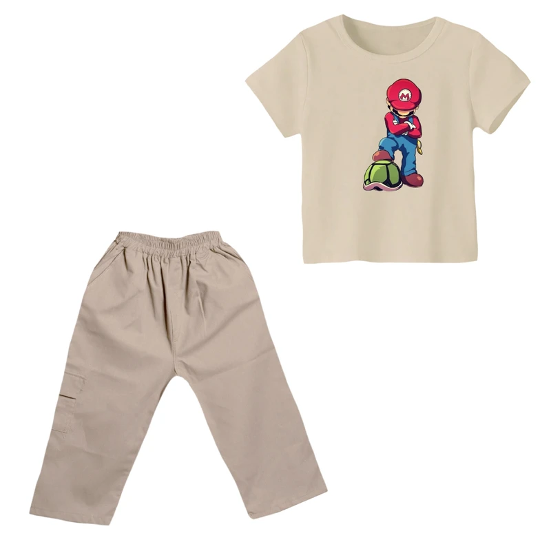 ست تی شرت و شلوارک پسرانه مدل ماریو کد ۴