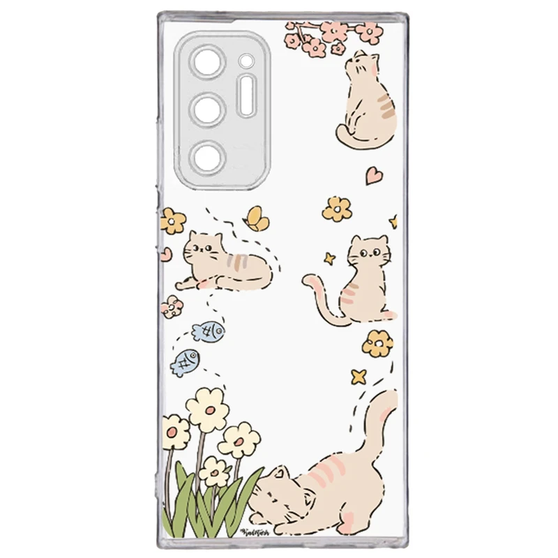کاور طرح Cat & Flowers مناسب برای گوشی موبایل سامسونگ Galaxy Note 20 Ultra