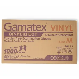 دستکش وینیل غیر پودری حریر مدل گاماتکس سایز متوسط (M) بسته ۱۰۰۰ عددی