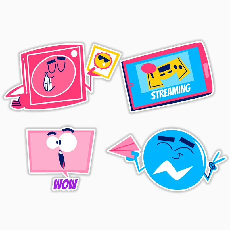 استیکر لپ تاپ و موبایل بووم طرح تکنولوژی مدل Streaming کد MR60 مجموعه 4 عددی