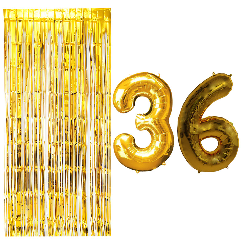 بادکنک فویلی مسترتم طرح عدد 36 به همراه پرده تزئینی بسته 3 عددی