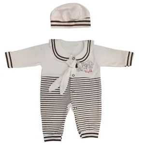 ست سرهمی و کلاه نوزاد طرح ملوانی کد m83