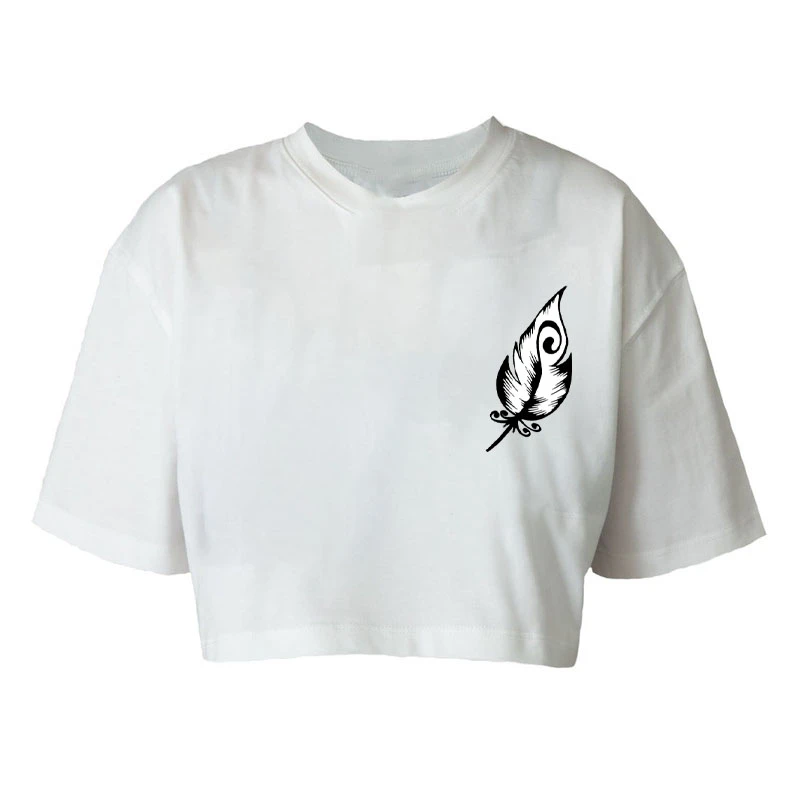 کراپ‌تاپ آستین کوتاه زنانه مدل K58 طرح پر