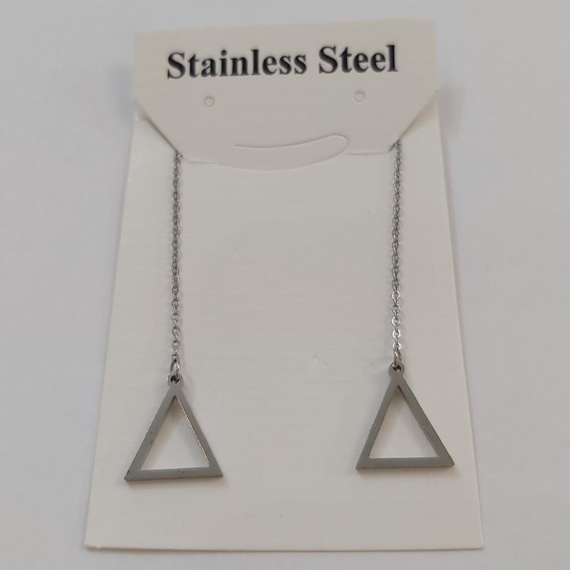 گوشواره زنانه استینلس استیل مدل بخیه طرح مثلث کد shape115 (لطفا کد را تغییر ندهید تشکر)