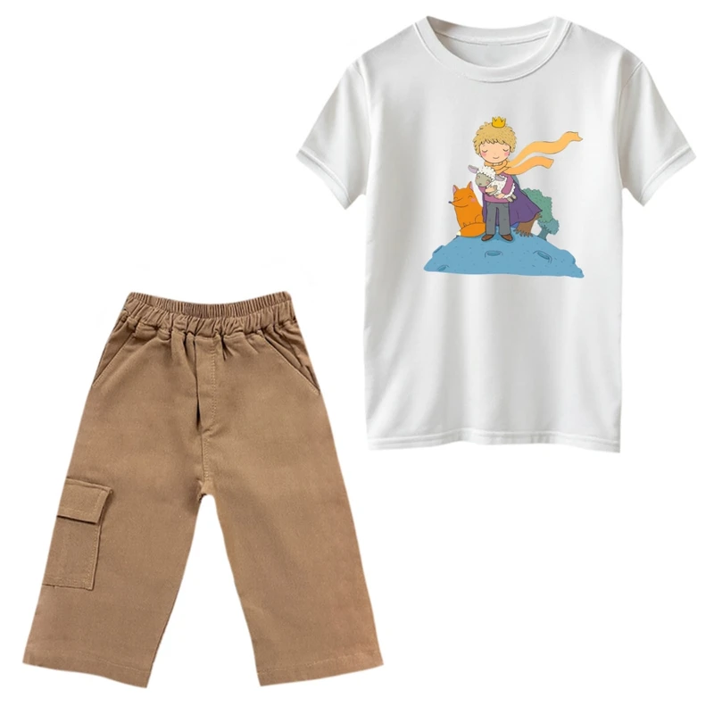 ست تی‌شرت و شلوارک پسرانه مدل شازده کوچولو و روباه کد 4