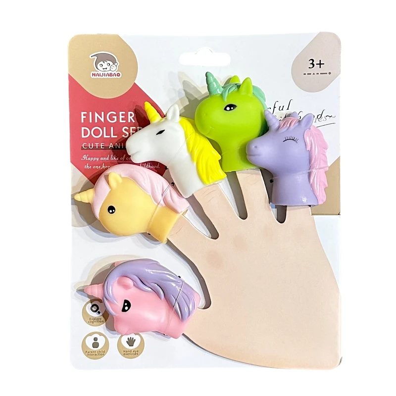 عروسک انگشتی طرح اسب شاخ دار 2 کد 2025 مجموعه 5 عددی