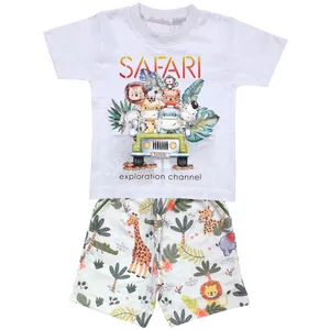 ست تی شرت و شلوارک پسرانه مدل SAFARI کد 3388 رنگ سفید