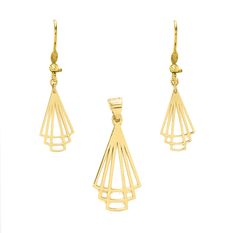 نیم ست طلا 18 عیار زنانه زرالتون مدل هندسی لیزری کد Sa