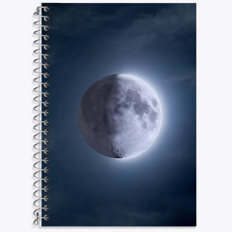 دفتر زبان 50 برگ خندالو مدل دو خط طرح ماه (Moon) کد F1332