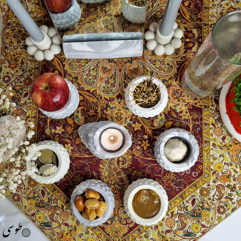 مجموعه ظروف هفت سین 10 پارچه مدل ثمینا طرح سنگ کد C01