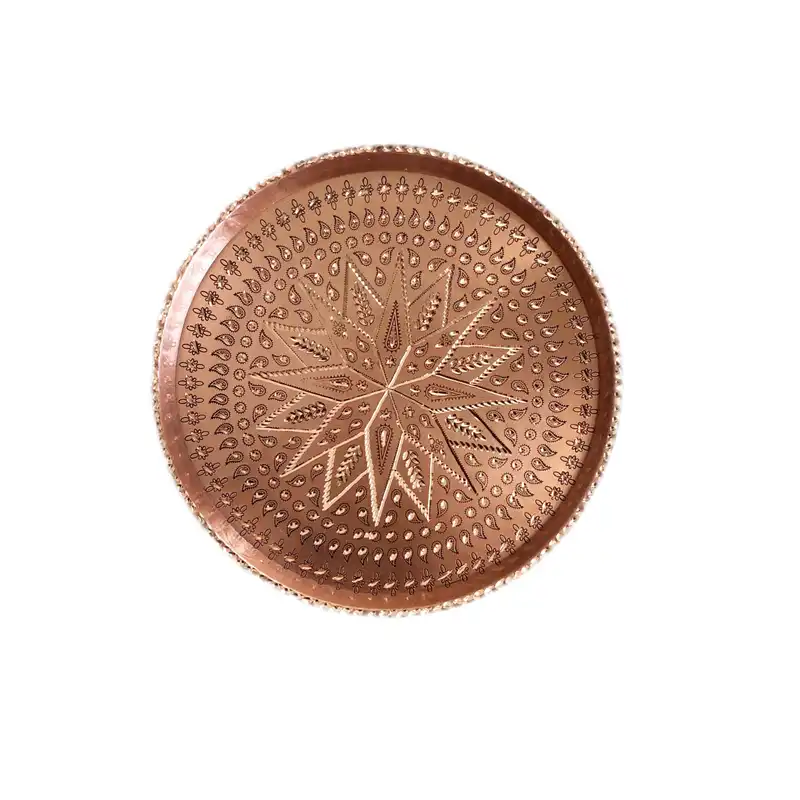 سینی مسی مدل قلمزنی طرح الماس تراش