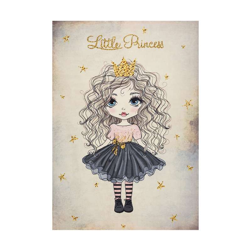 فرش ماشینی زانیس مدل اتاق کودک طرح پرنسس کوچولو زمینه کرم