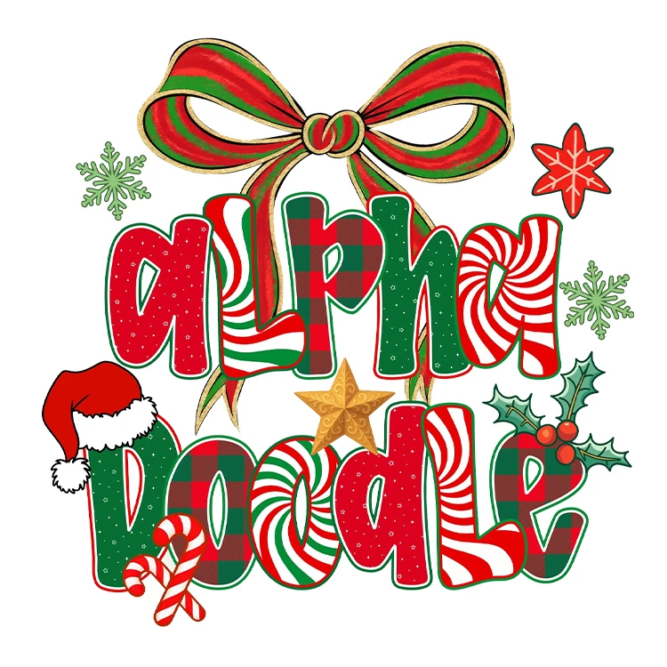 استیکر پارچه و لباس پاد آفرین مدل کریسمس طرح بابانوئل کاج گوزن آدم برفی قهوه کد S3074