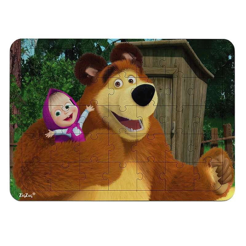 پازل 35 تکه زیگ زاگ مدل چوبی طرح ماشا میشا کد 351027