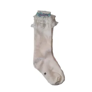 جوراب ساق بلند دخترانه مدل لبه توری