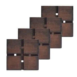 زیر لیوانی چوبلمه مدل چوبی مجموعه 4 عددی