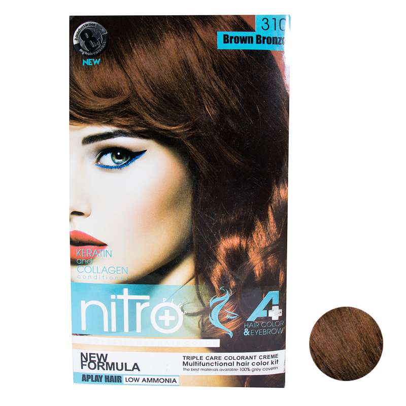 کیت رنگ مو و ابرو نیترو پلاس شماره 310 حجم 100 میلی لیتر رنگ برنز قهوه ای کیت رنگ مو و ابرو نیترو پلاس شماره 310 حجم 100 میلی لیتر رنگ برنز قهوه ای