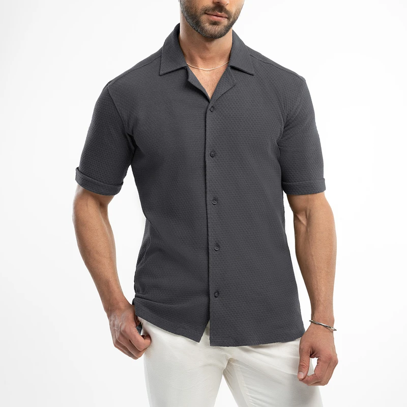 پیراهن آستین کوتاه یقه انگلیسی مردانه ام کی مدل 30046