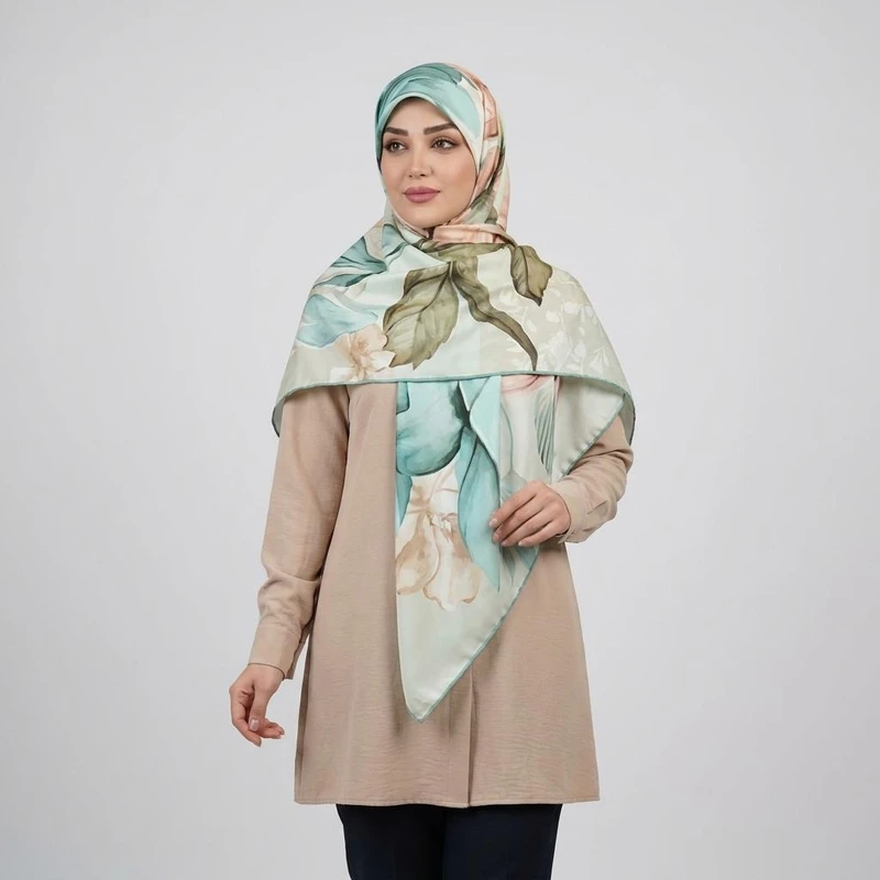 روسری زنانه مدل ابریشم لاکچری طرح بهار کد 5060