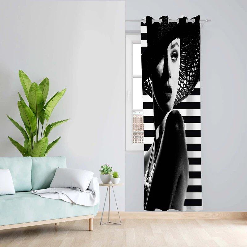 پرده طرح دختر مدل مخمل پانچی کد 5318L z سایز 140x200 سانتی متر