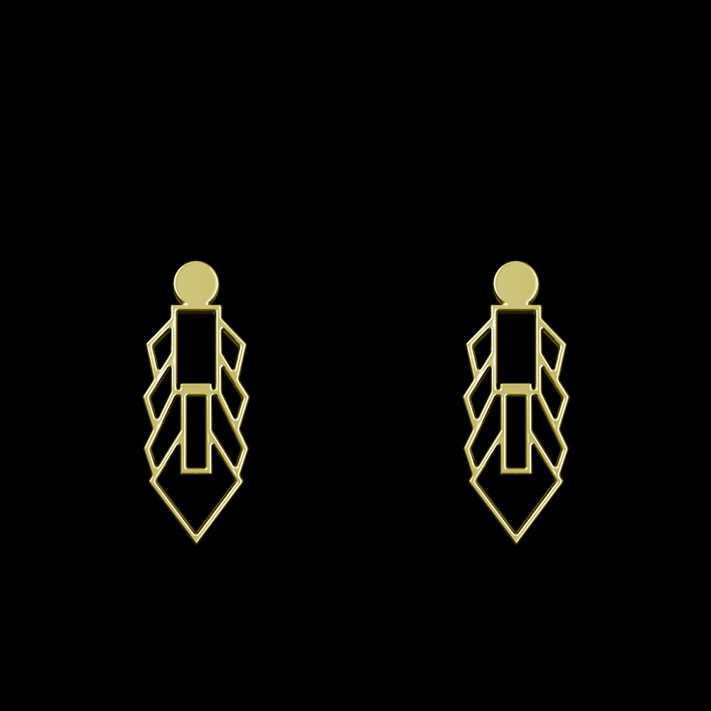 گوشواره طلا 18 عیار زنانه مدوپد مدل هندسی کد GA1-14536