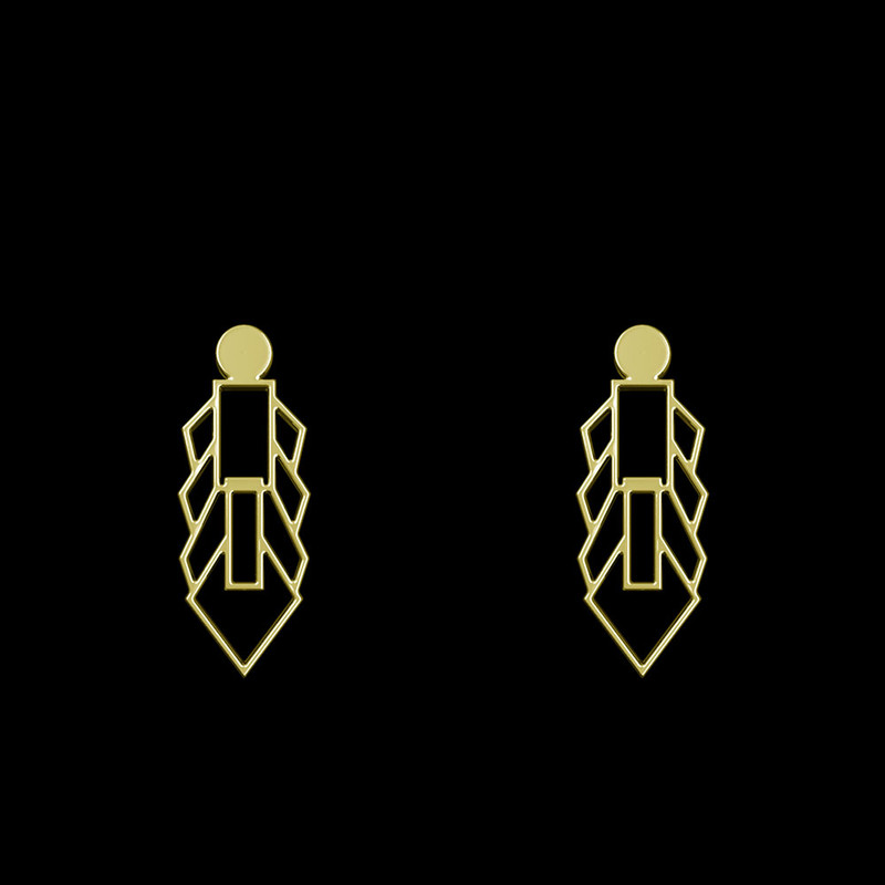 گوشواره طلا 18 عیار زنانه مدوپد مدل هندسی کد GA1-14536