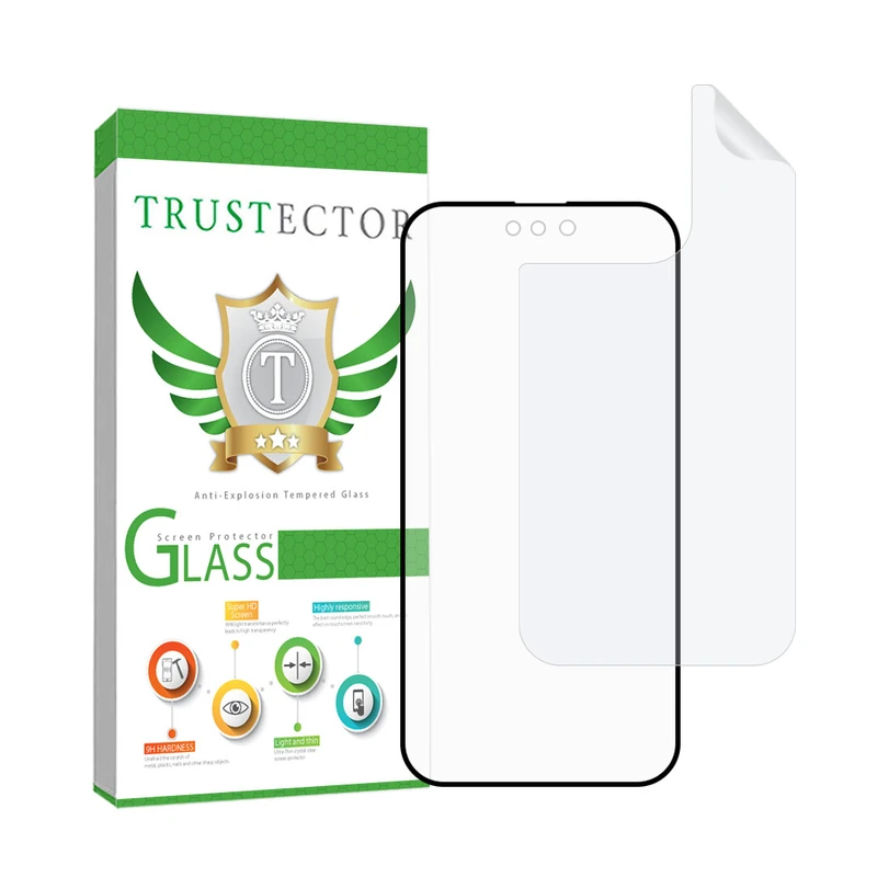 محافظ صفحه نمایش سرامیکی مات تراستکتور مدل MCERAMNANOT مناسب برای گوشی موبایل اپل iPhone 14 Pro به همراه محافظ پشت گوشی