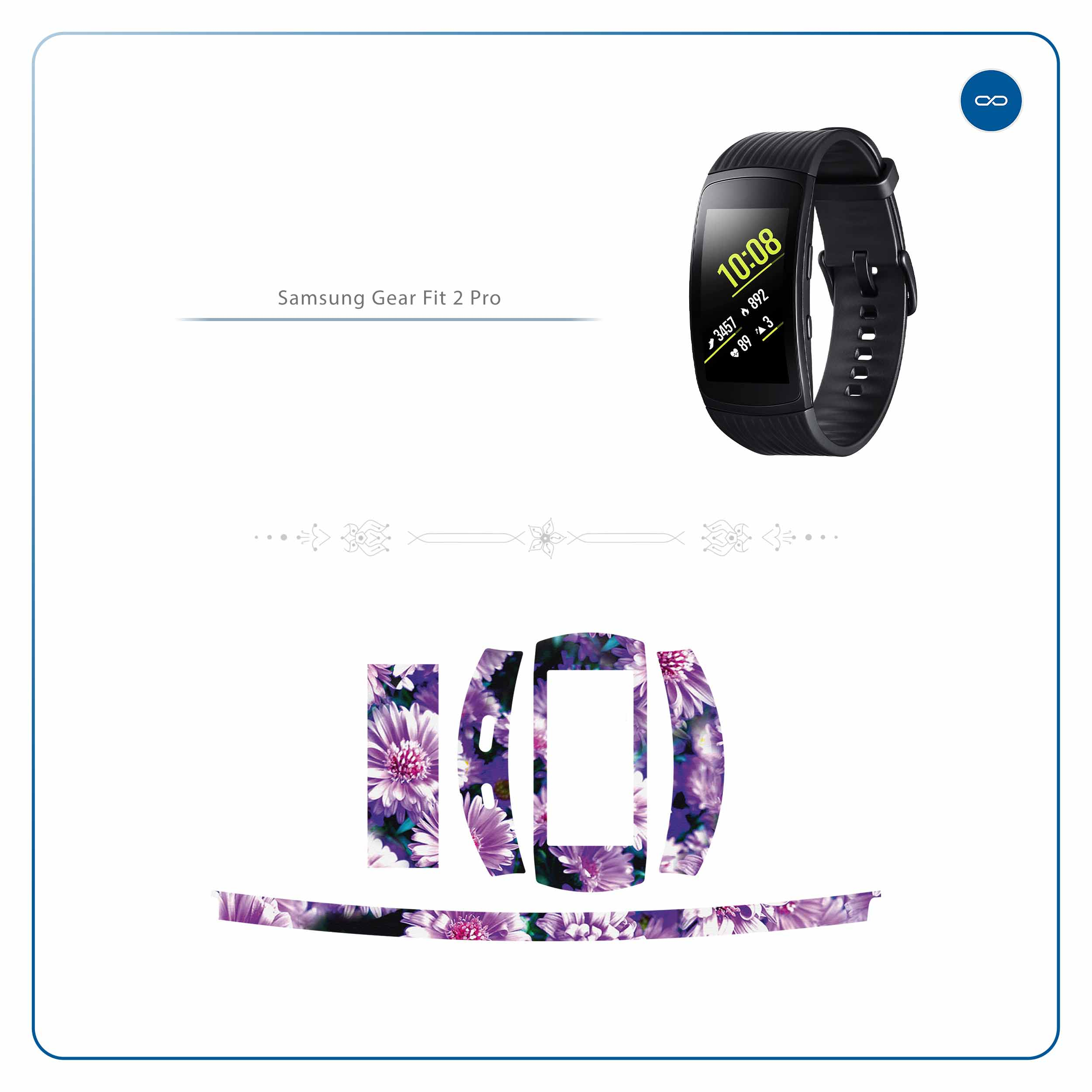 برچسب ماهوت طرح Purple-Flower مناسب برای ساعت هوشمند سامسونگ Galaxy Gear Fit 2 Pro