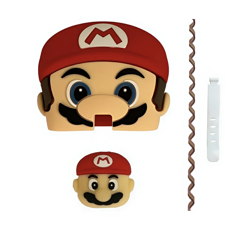 محافظ کابل طرح فانتزی ماریو مدل Super Mario به همراه محافظ شارژر دیواری مجموعه 4 عددی