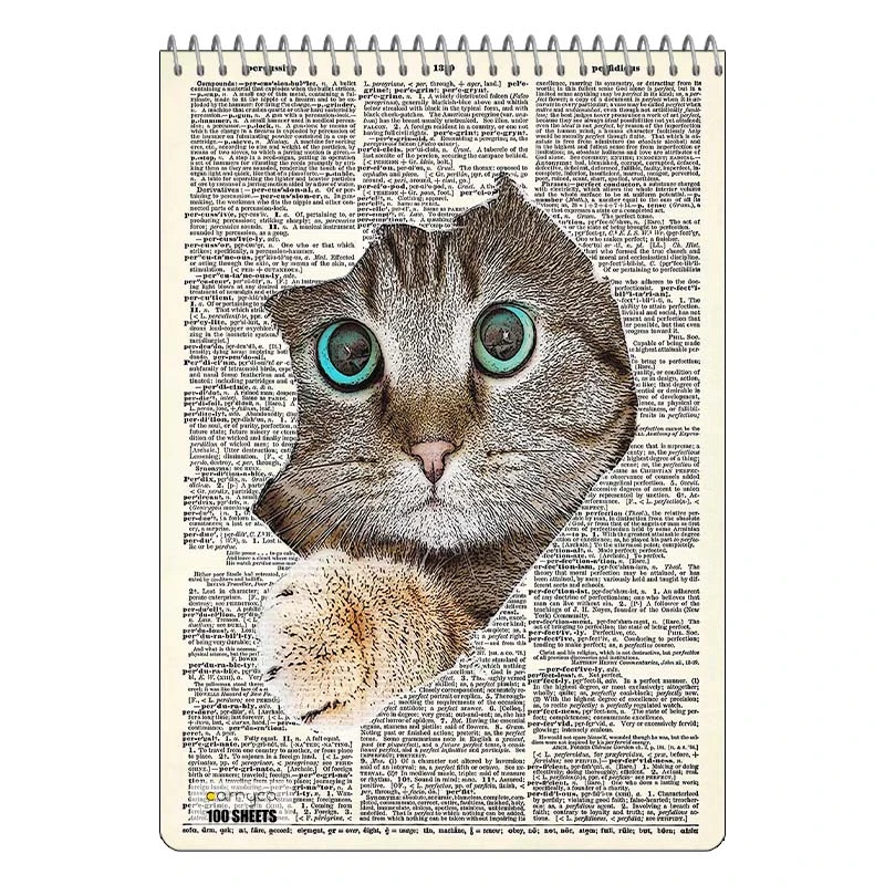 دفتر شطرنجی 100 برگ کارنیکا طرح روزنامه وینتج حیوانات Vintage Newspaper Animals کد 54296