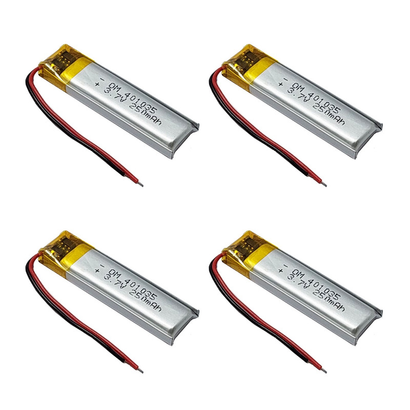 باتری لیتیومی قابل شارژ مدل OM-401035 ظرفیت 250 میلی‌آمپرساعت بسته 4 عددی 