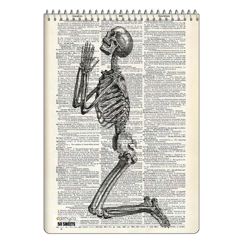 دفتر نقاشی 50 برگ سیمی کارنیکا طرح روزنامه وینتج اسکلت Vintage Newspaper Skeleton کد 13164
